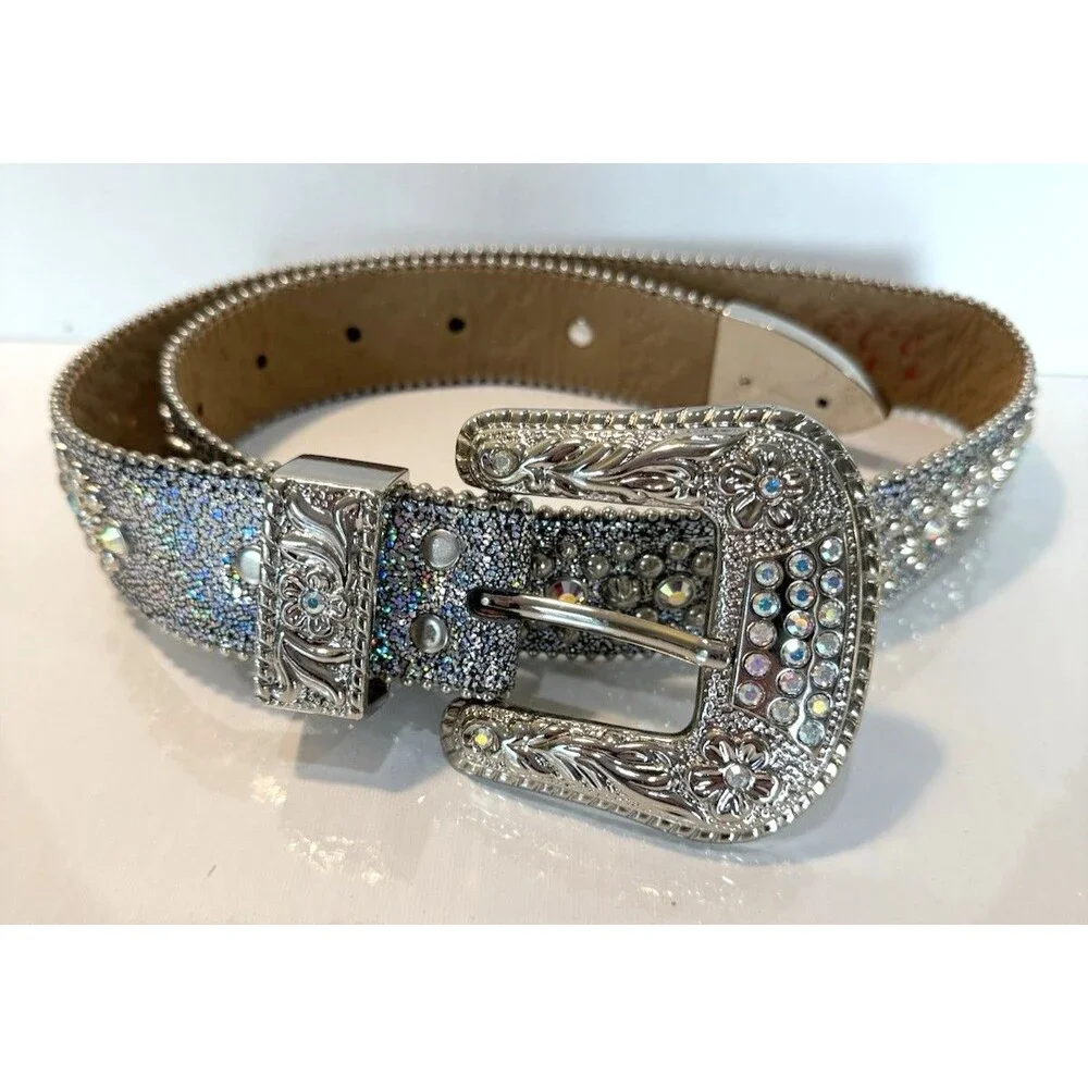 BB Simon Swarovski Crystal Rhinestone Belt Sz 30 Iridescent Heavily Embellished